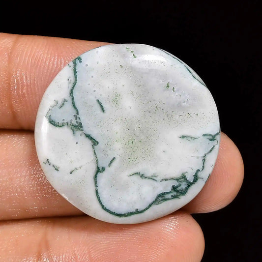 Tree Agate Round Shape Cabochon Loose Gemstone Natural 28.5 Ct. 29X29X4 mm V-1384