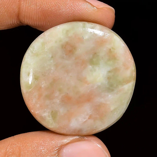 Golden Serpentine Round Shape Cabochon Loose Gemstone Natural 40 Ct. 30X30X4 mm V-1413