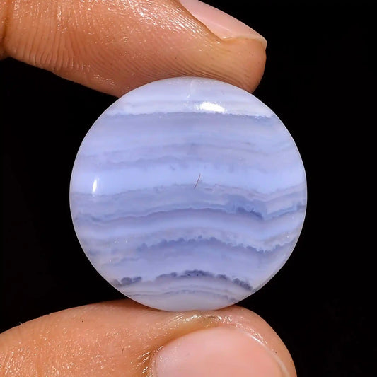 Blue Lace Agate Round Shape Cabochon Loose Gemstone Natural 18.5 Ct. 22X22X5 mm V-1454