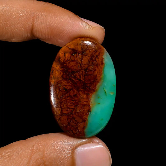 Wonderful Top Grade Quality 100% Natural Bio Chrysoprase Oval Shape Cabochon Loose Gemstone For Making Jewelry 32 Ct. 34X23X4 mm V-1493