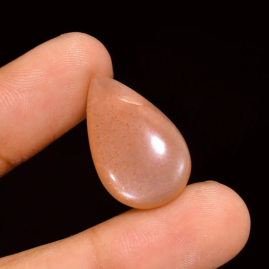Peach Moonstone Pear Shape Cabochon Loose Gemstone Natural 14.5 Ct. 24X15X5 mm V-1549