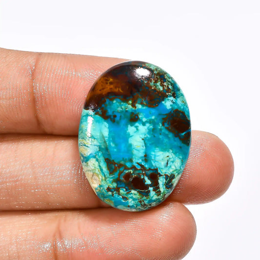 Chrysocolla Oval Shape Cabochon Loose Gemstone Natural 27 Ct. 27X21X6 mm V-1755