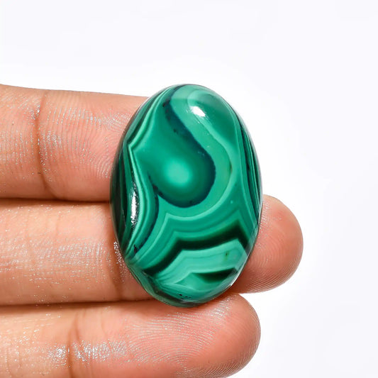Malachite Oval Shape Cabochon Loose Gemstone Natural 42 Ct. 30X21X6 mm V-1763