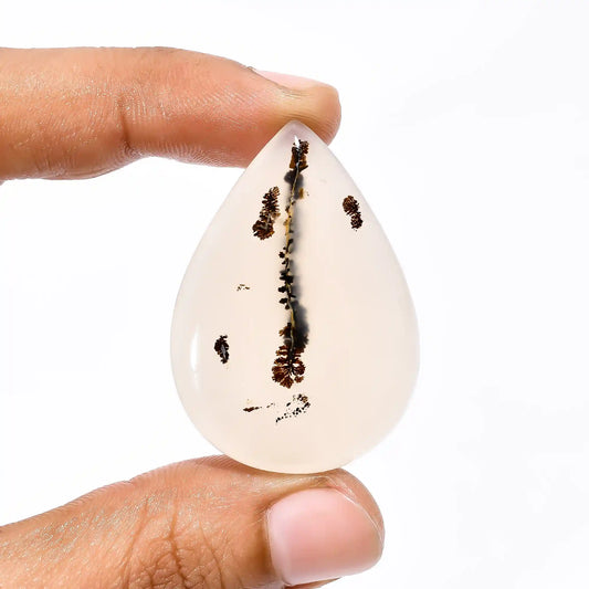 Dendrite Shajar Agate Pear Shape Cabochon Loose Gemstone Natural 62.5 Ct. 41X29X7 mm V-1828