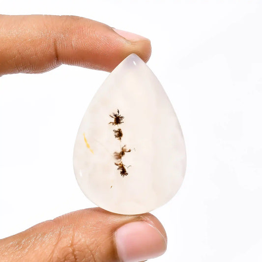 Dendrite Shajar Agate Pear Shape Cabochon Loose Gemstone Natural 58.5 Ct. 43X30X6 mm V-1832