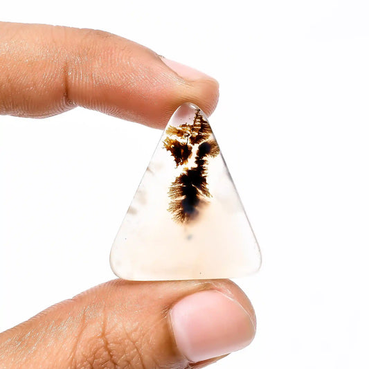 Dendrite Shajar Agate Triangle Shape Cabochon Loose Gemstone Natural 18 Ct. 29X25X4 mm V-1833