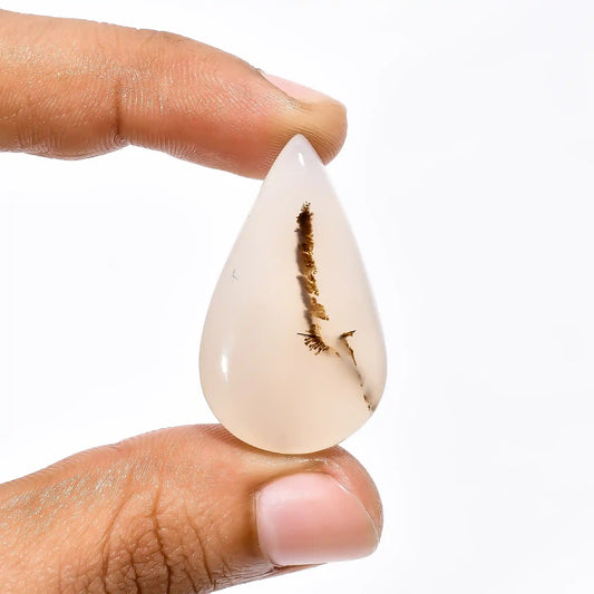 Dendrite Shajar Agate Pear Shape Cabochon Loose Gemstone Natural 38 Ct. 35X20X7 mm V-1834