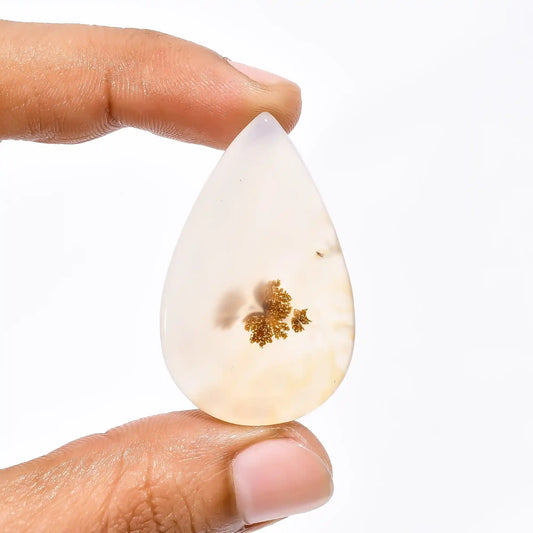 Dendrite Shajar Agate Pear Shape Cabochon Loose Gemstone Natural 38.5 Ct. 41X26X4 mm V-1840