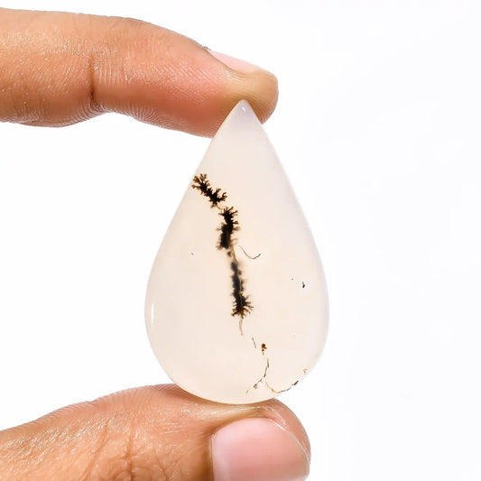 Dendrite Shajar Agate Pear Shape Cabochon Loose Gemstone Natural 48 Ct. 41X25X6 mm V-1841