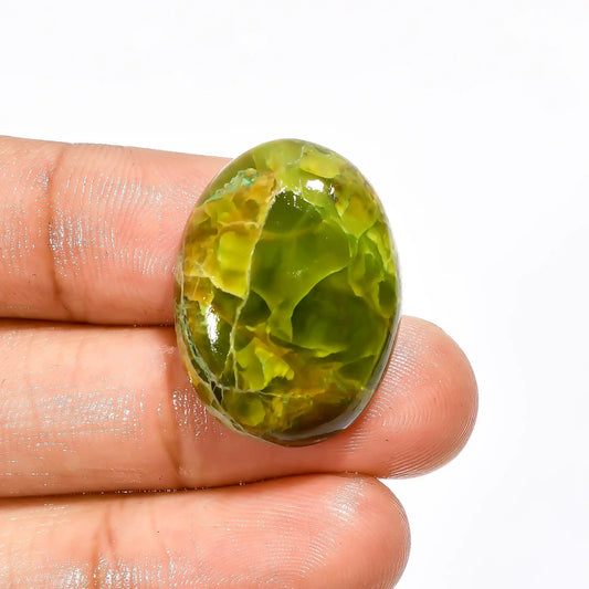 Green Opal Oval Shape Cabochon Loose Gemstone Natural 23 Ct. 25X18X6 mm V-1933