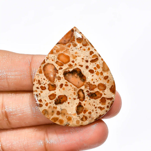 Asteroid Jasper Pear Shape Cabochon Loose Gemstone Natural 53 Ct. 40X33X5 mm V-1997