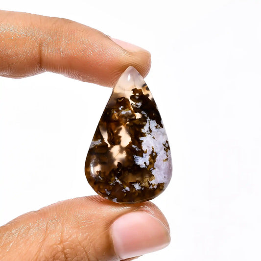 Stick Agate Pear Shape Cabochon Loose Gemstone Natural 28.5 Ct. 31X20X6 mm V-2199