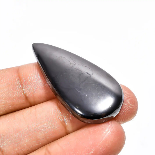 Hematite Pear Shape Cabochon Loose Gemstone Natural 62.5 Ct. 38X19X6 mm V-2263
