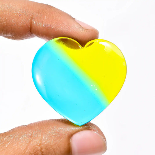 Chalcedony Quartz Heart Shape Cabochon Loose Gemstone 68.5 Ct. 32X33X8 mm V-2274