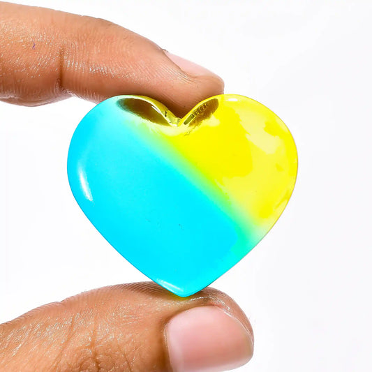 Chalcedony Quartz Heart Shape Cabochon Loose Gemstone 68.5 Ct. 31X35X8 mm V-2275