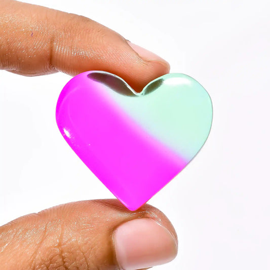 Chalcedony Quartz Heart Shape Cabochon Loose Gemstone 55.5 Ct. 29X33X8 mm V-2281