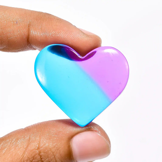 Chalcedony Quartz Heart Shape Cabochon Loose Gemstone 51 Ct. 28X32X7 mm V-2282