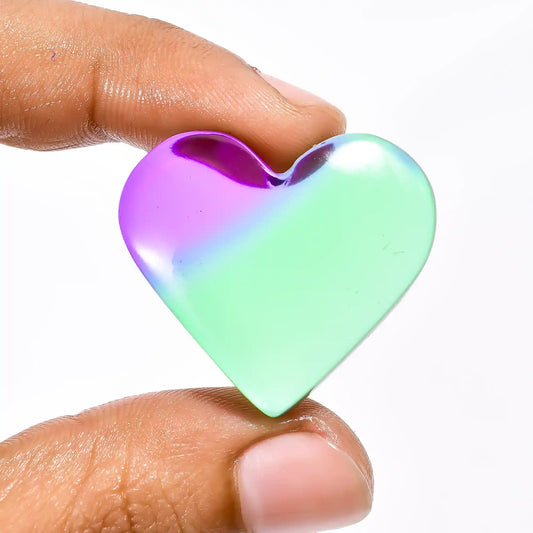 Chalcedony Quartz Heart Shape Cabochon Loose Gemstone 48.5 Ct. 28X31X8 mm V-2283