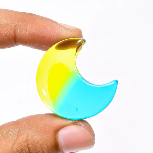 Chalcedony Quartz Crescent Moon Shape Cabochon Loose Gemstone 43.5 Ct. 30X26X7 mm V-2284