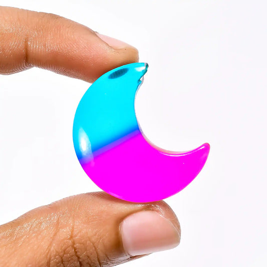 Chalcedony Quartz Crescent Moon Shape Cabochon Loose Gemstone 38 Ct. 31X25X7 mm V-2286