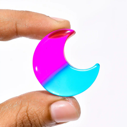 Chalcedony Quartz Crescent Moon Shape Cabochon Loose Gemstone 40.5 Ct. 31X27X7 mm V-2288