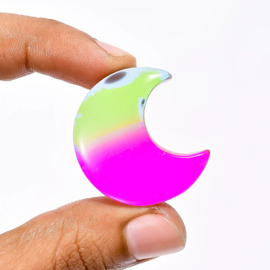 Attractive A One Quality Chalcedony Quartz Crescent Moon Cabochon Gemstone For Making Jewelry 43 Ct. 31X27X7 mm V-2290