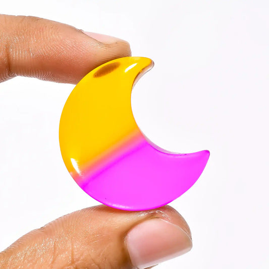 Chalcedony Quartz Crescent Moon Shape Cabochon Loose Gemstone 41.5 Ct. 31X26X7 mm V-2294