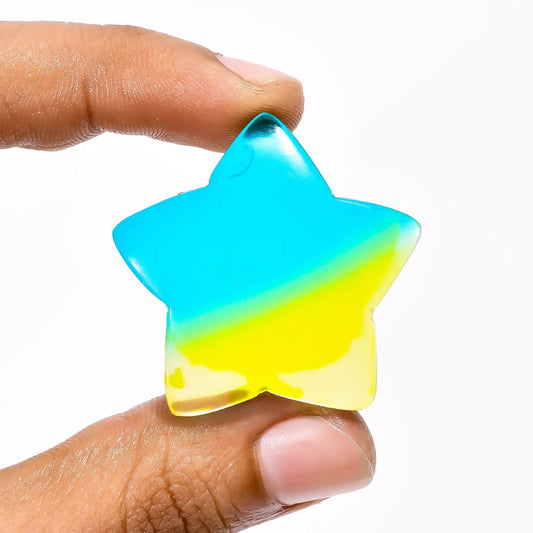 Chalcedony Quartz Star Shape Cabochon Loose Gemstone 64 Ct. 35X34X8 mm V-2297