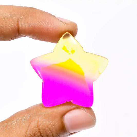 Chalcedony Quartz Star Shape Cabochon Loose Gemstone 51 Ct. 31X31X7 mm V-2304