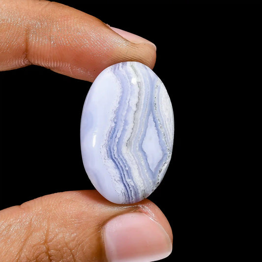 Blue Lace Agate Oval Shape Cabochon Loose Gemstone Natural 29 Ct. 27X18X7 mm V-2364