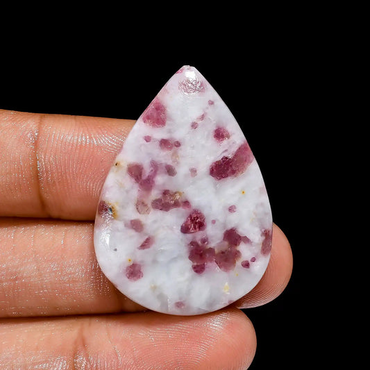 Pink Tourmaline Quartz Pear Shape Cabochon Loose Gemstone Natural 32.5 Ct. 35X25X5 mm V-2383