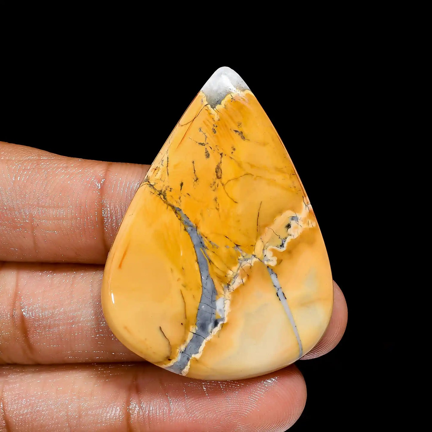 Maligano Jasper Pear Shape Cabochon Loose Gemstone Natural 64 Ct. 45X33X5 mm V-2392