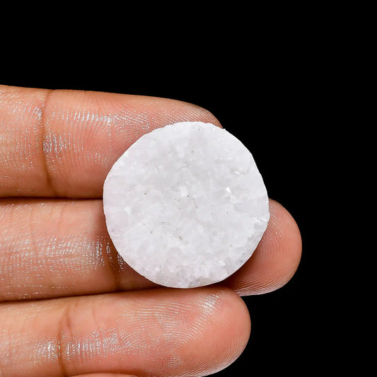 Sugar Druzy Round Shape Cabochon Loose Gemstone 26.5 Ct. 22X22X6 mm V-2408