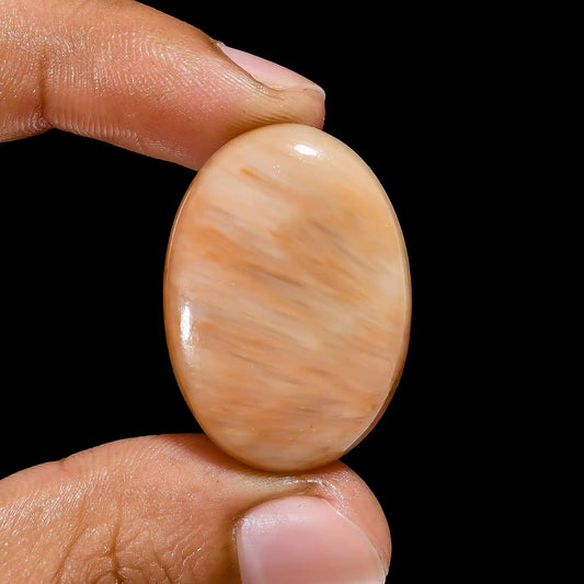 Peach Scolecite Oval Shape Cabochon Loose Gemstone Natural 32.5 Ct. 31X22X5 mm V-2457