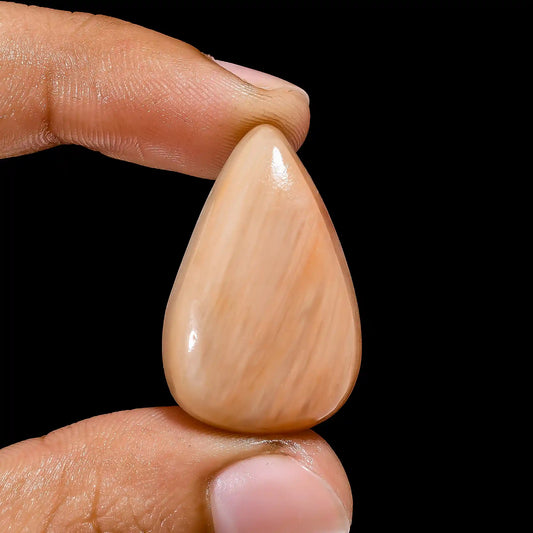 Peach Scolecite Pear Shape Cabochon Loose Gemstone Natural 30.5 Ct. 30X19X7 mm V-2458