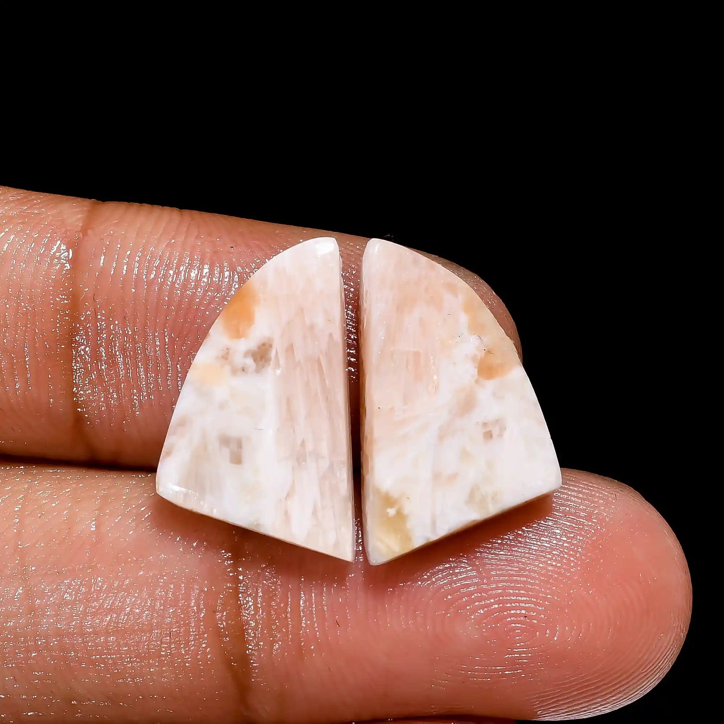 Pink Scolecite Fancy Shape Cabochon Loose Gemstone Pair Natural 8 Ct. 17X10X3 mm V-2566