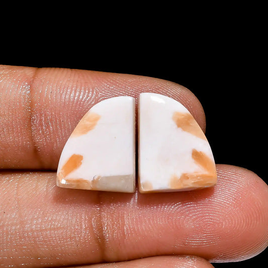 Amazing Top Grade Quality 100% Natural Pink Scolecite Fancy Shape Cabochon Loose Gemstone Pair For Making Earrings 9.5 Ct. 14X11X4 mm V-2573