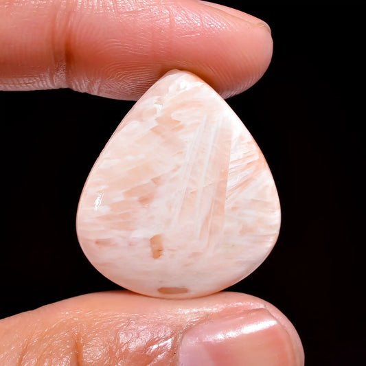 Pink Scolecite Pear Shape Cabochon Loose Gemstone Natural 20 Ct. 25X22X6 mm V-267