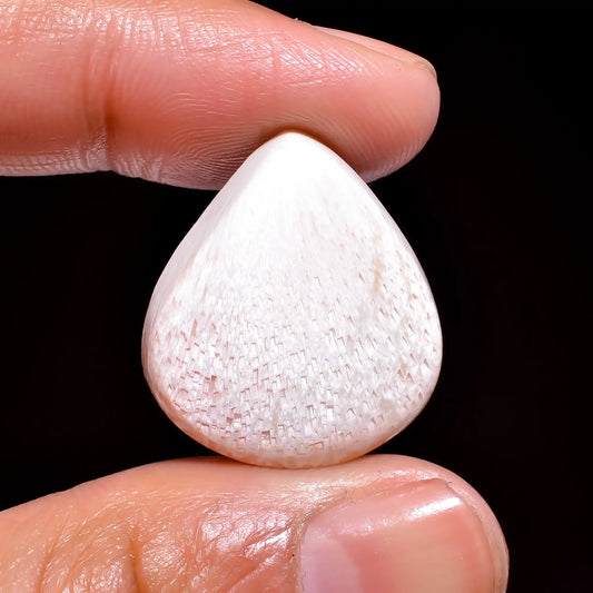 Pink Scolecite Pear Shape Cabochon Loose Gemstone Natural 17.5 Ct. 23X20X7 mm V-268