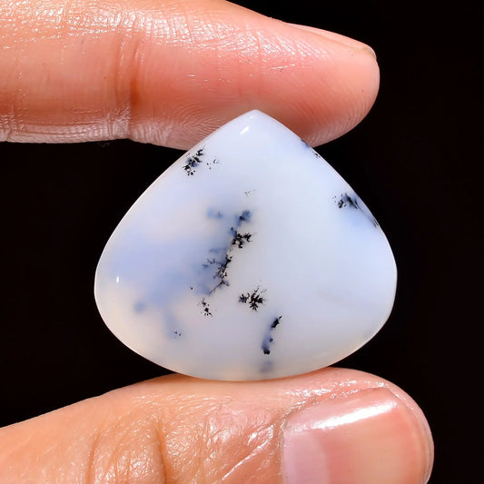 Dendrite Opal Heart Shape Cabochon Loose Gemstone Natural 23.5 Ct. 24X27X5 mm V-363