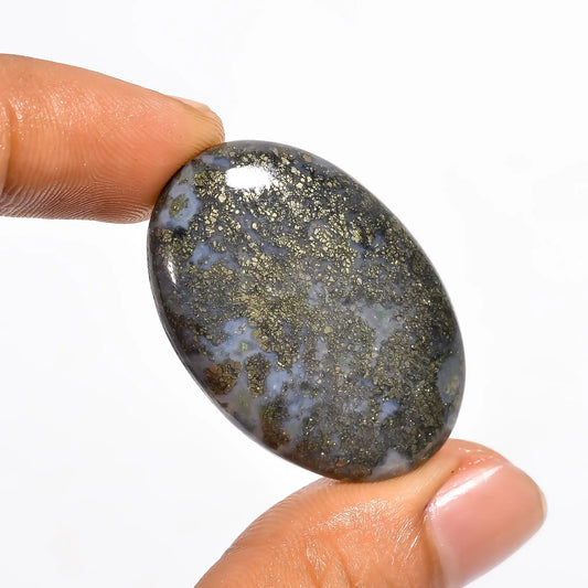 Marcasite Agate Oval Shape Cabochon Loose Gemstone Natural 49.5 Ct. 36X24X6 mm V-637