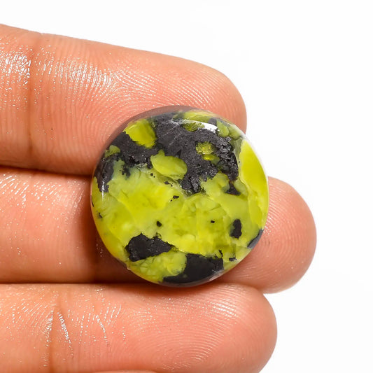 Attractive Top Grade Quality 100% Natural Lizardite Round Shape Cabochon Loose Gemstone For Making Jewelry 23.5 Ct. 20X20X6 mm V-675