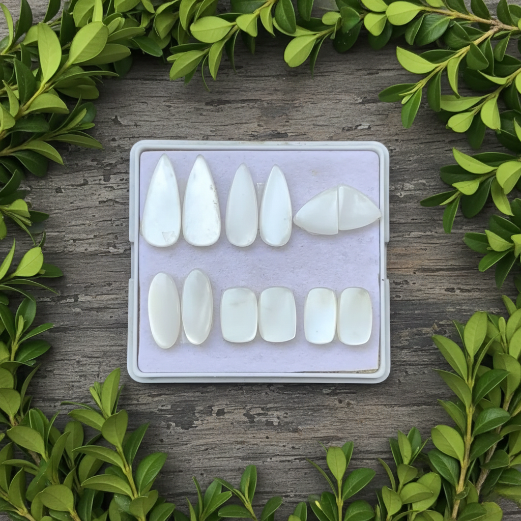 White Moonstone Pairs Cabochons Mix Shape Flat Back Gemstones Lot 11-22 mm