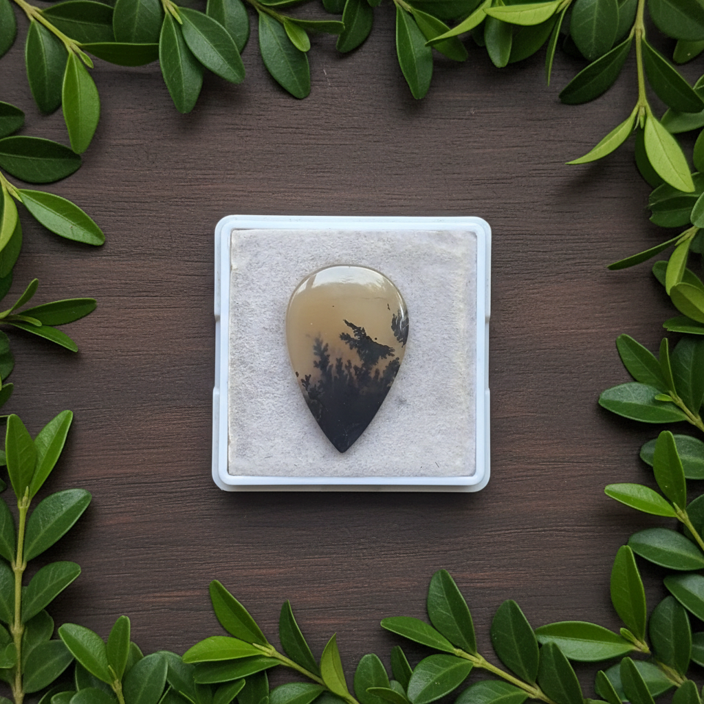 Scenic Agate Pear shape Cabochon Flat Back Gemstone 19x29 mm