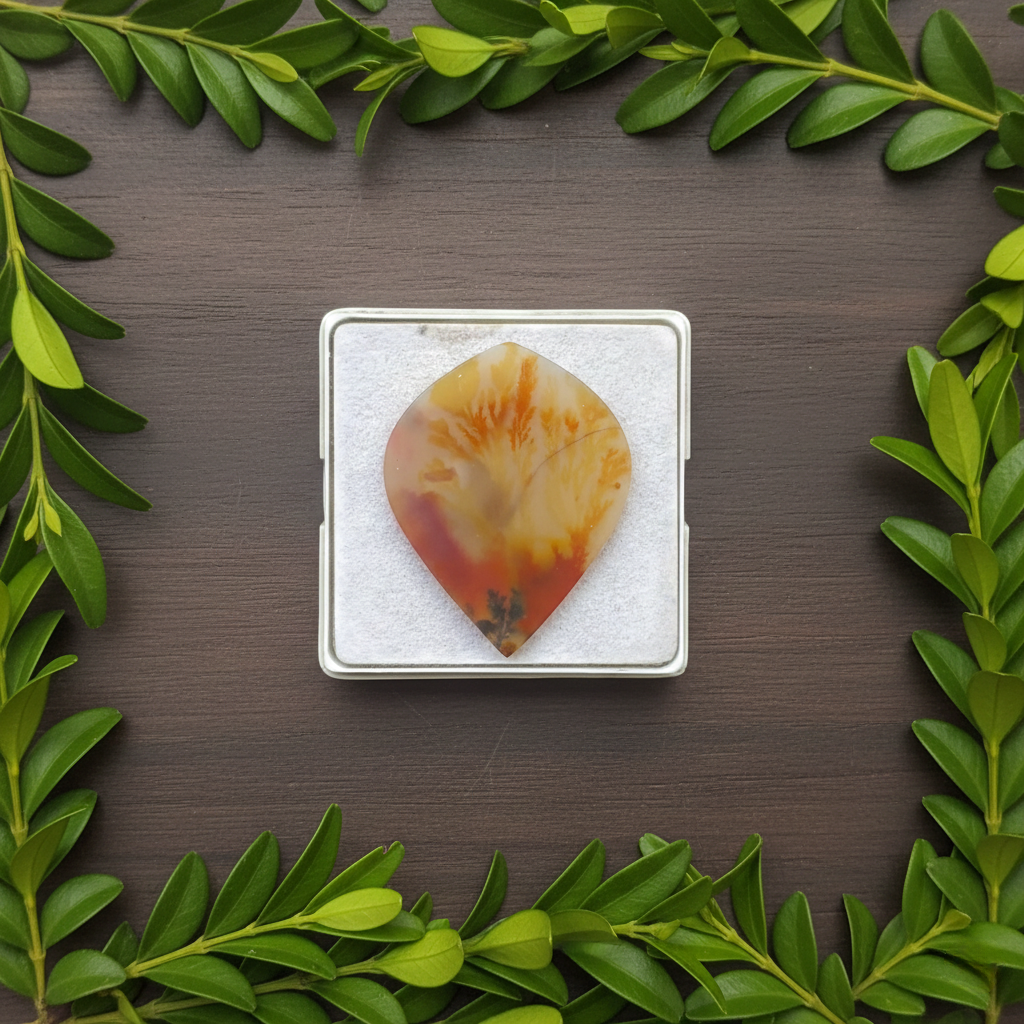 Scenic Agate Fancy shape Cabochon Flat Back Gemstone 33X42 mm