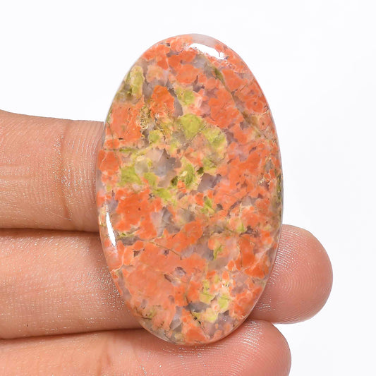 Supreme Top Grade Quality 100% Natural Unakite Oval Shape Cabochon Loose Gemstone For Making Jewelry 42.5 Ct. 42X25X5 mm V-1139