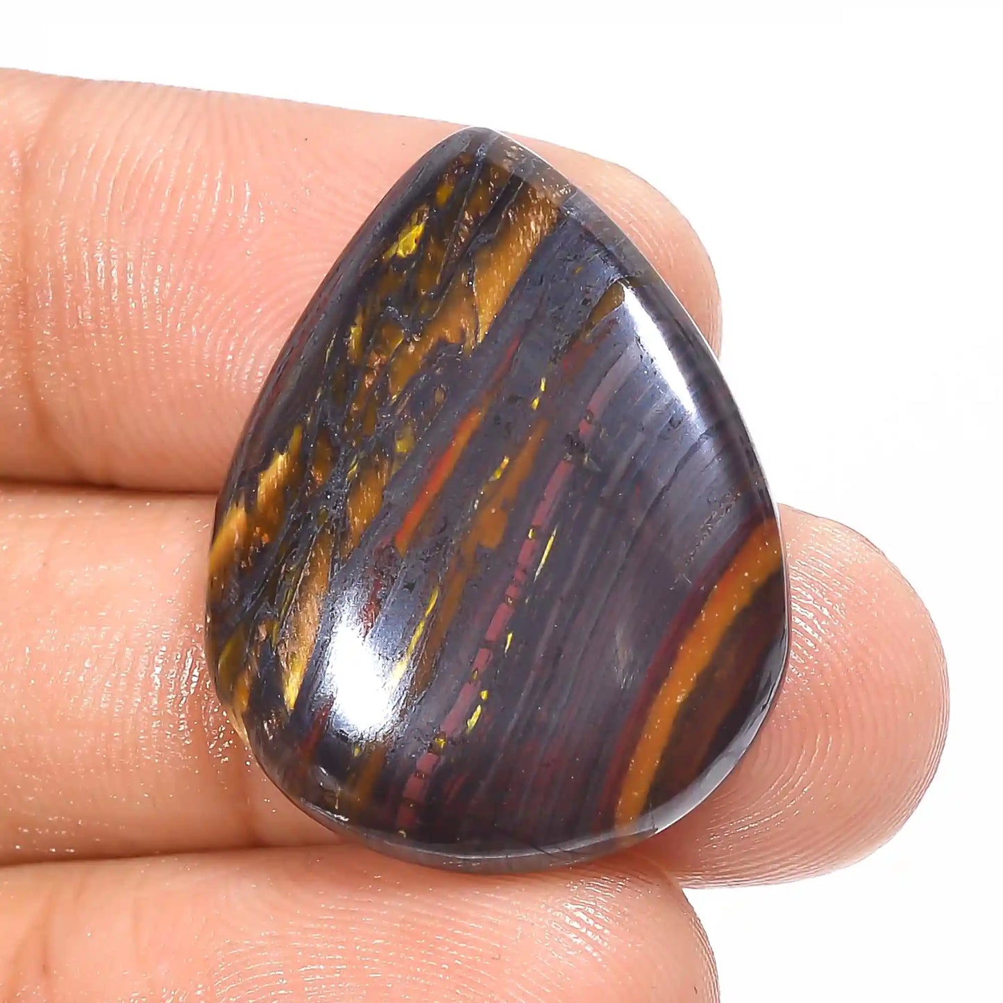 Superb Top Grade Quality 100% Natural Iron Tiger Eye Pear Shape Cabochon Loose Gemstone For Making Jewelry 29 Ct. 27X21X5 mm V-1237