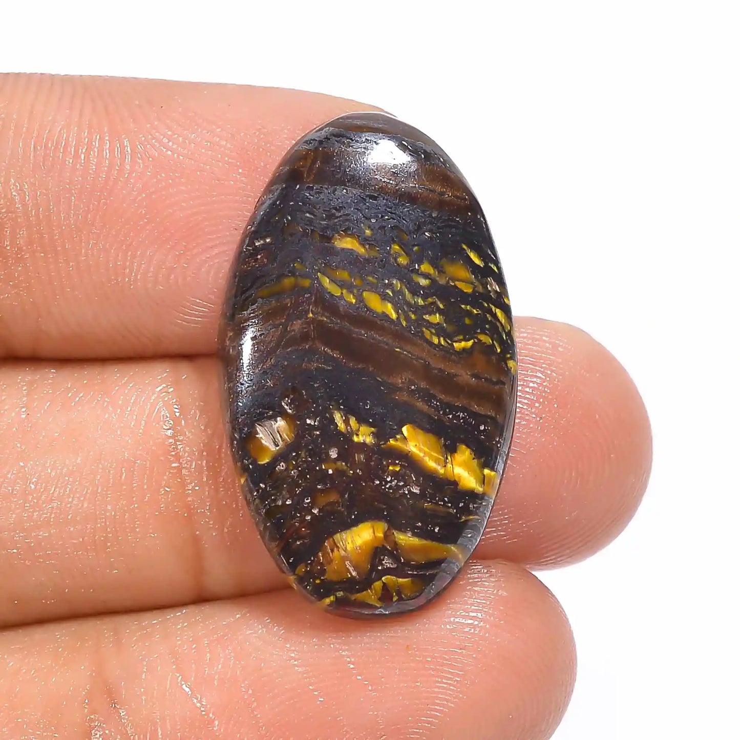 Tempting Top Grade Quality 100% Natural Iron Tiger Eye Oval Shape Cabochon Loose Gemstone For Making Jewelry 20.5 Ct. 26X15X5 mm V-1240