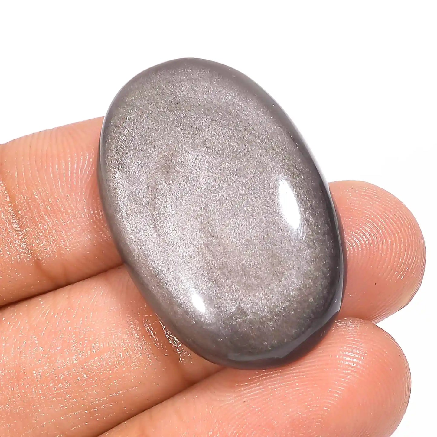 Gorgeous Top Grade Quality 100% Natural Silver Sheen Obsidian Oval Shape Cabochon Loose Gemstone For Making Jewelry 33 Ct. 31X20X7 mm V-1305