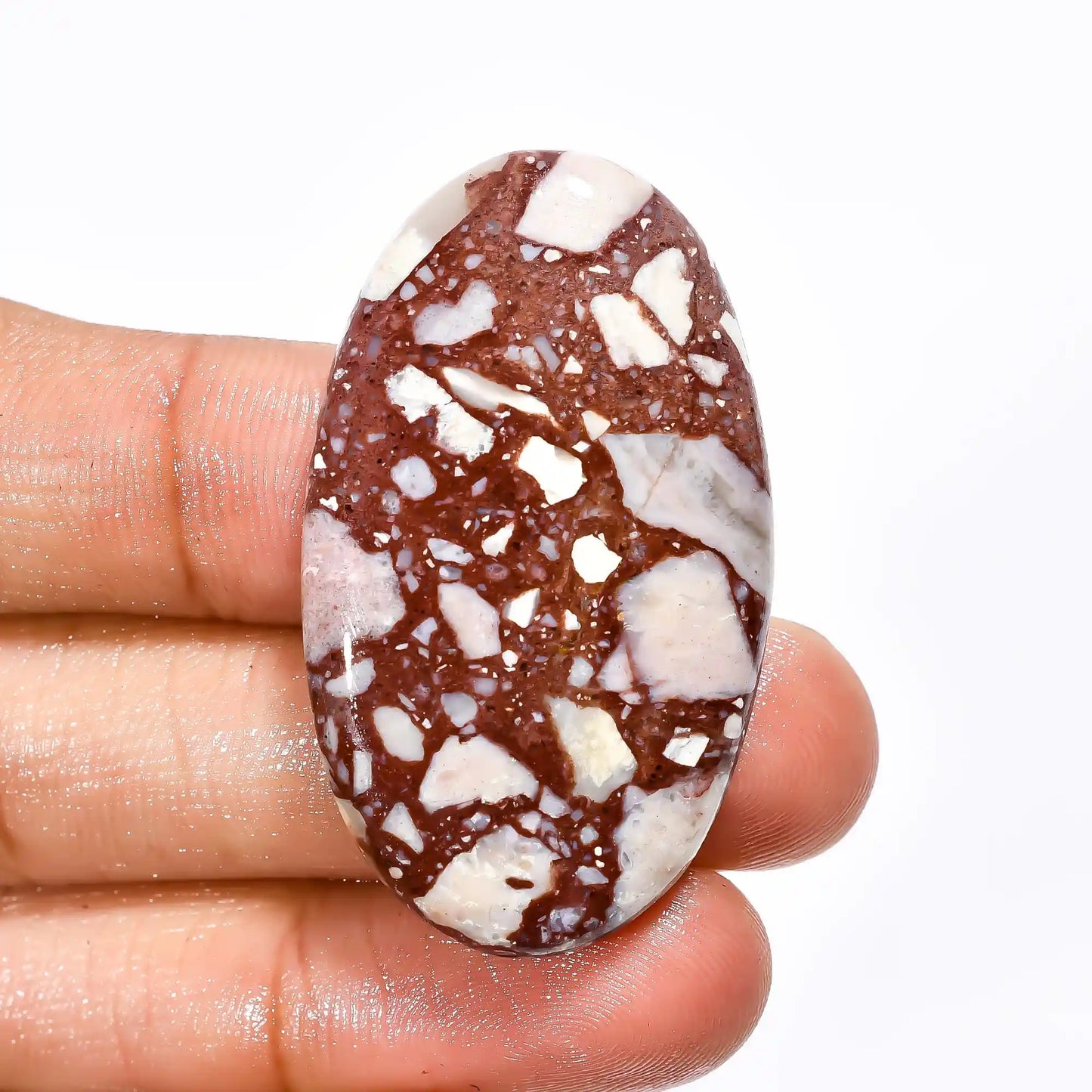 Wonderful Top Grade Quality 100% Natural Chert Breccia Oval Shape Cabochon Loose Gemstone For Making Jewelry 56.5 Ct. 42X24X7 mm V-1963